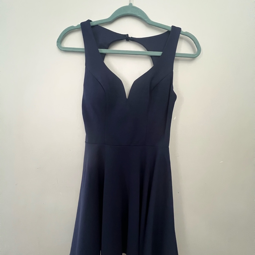 B Darlin Blue Fit and Flare Sleeveless Dress Sweetheart Neckline